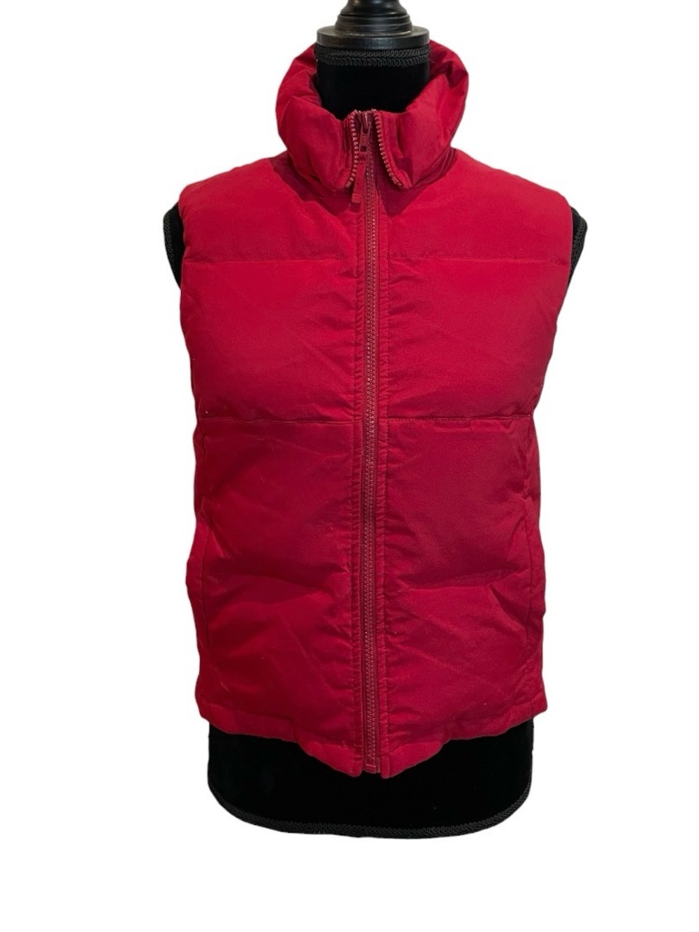 Express Women’s Red Puffer Vest Full Zip Mock Neck